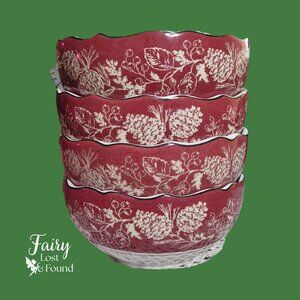 222 FIFTH Holliday Red Wavy Edged Bowls